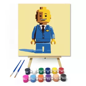 Bábu kék ruhában - gyerek számfestő készlet - Számfestő.hu - 20×20cm - keret nélkül