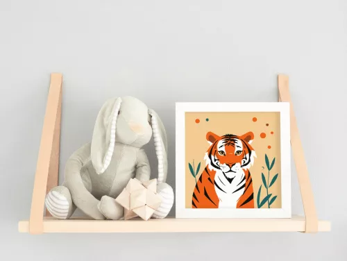 Kedves tigris - gyerek számfestő készlet - Számfestő.hu - 40×40cm - keret nélkül