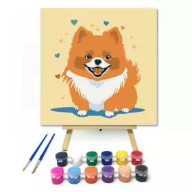 Vidám pomerániai - gyerek számfestő készlet - Számfestő.hu - 20×20cm - keret nélkül