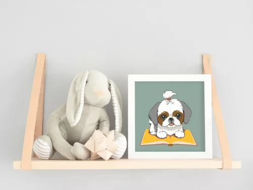 Olvasó kutyus - gyerek számfestő készlet - Számfestő.hu - 20×20cm - keret nélkül