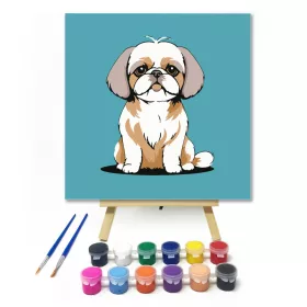 Pufi kiskutya - gyerek számfestő készlet - Számfestő.hu - 20×20cm - keret nélkül