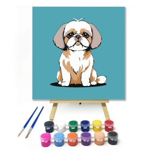 Pufi kiskutya - gyerek számfestő készlet - Számfestő.hu - 50×50cm - keret nélkül