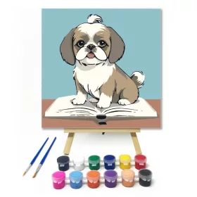 Aranyos kis társ - gyerek számfestő készlet - Számfestő.hu - 20×20cm - keret nélkül