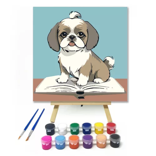 Aranyos kis társ - gyerek számfestő készlet - Számfestő.hu - 30×30cm - keret nélkül