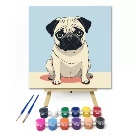 Édes mopsz - gyerek számfestő készlet - Számfestő.hu - 20×20cm - keret nélkül