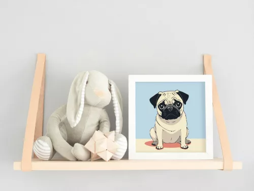 Édes mopsz - gyerek számfestő készlet - Számfestő.hu - 50×50cm - keret nélkül