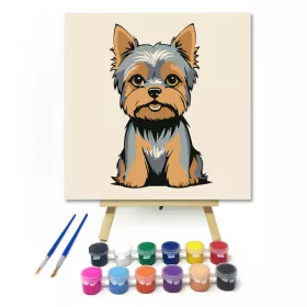 Kíváncsi kis barát - gyerek számfestő készlet - Számfestő.hu - 20×20cm - keret nélkül