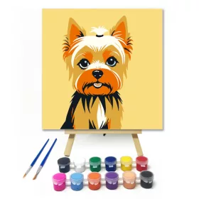 Kék szemű yorkie - gyerek számfestő készlet - Számfestő.hu - 20×20cm - keret nélkül