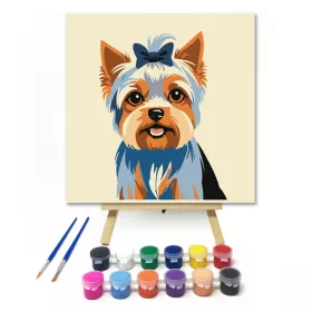 Színes yorkie - gyerek számfestő készlet - Számfestő.hu - 20×20cm - keret nélkül