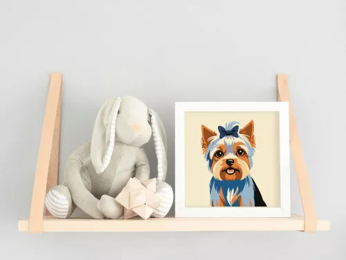 Színes yorkie - gyerek számfestő készlet - Számfestő.hu - 20×20cm - keret nélkül