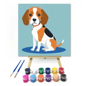 Édes beagle - gyerek számfestő készlet - Számfestő.hu - 20×20cm - keret nélkül