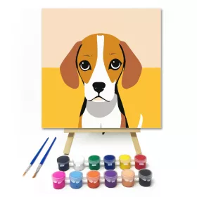 Szomorú beagle - gyerek számfestő készlet - Számfestő.hu - 20×20cm - keret nélkül