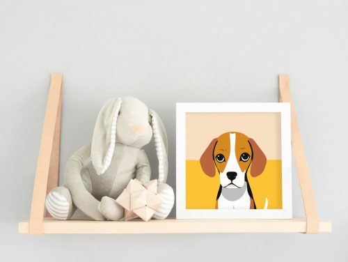 Szomorú beagle - gyerek számfestő készlet - Számfestő.hu - 20×20cm - keret nélkül