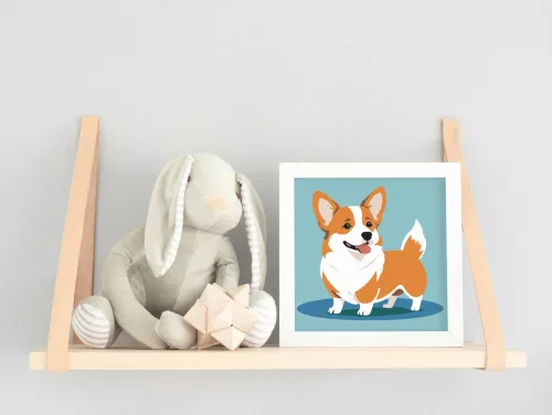 Mosolygó corgi - gyerek számfestő készlet - Számfestő.hu - 20×20cm - keret nélkül