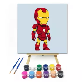 Vasember készenlétben - gyerek számfestő készlet - Számfestő.hu - 20×20cm - keret nélkül