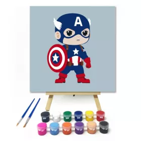 Szuperhős készenlétben - gyerek számfestő készlet - Számfestő.hu - 20×20cm - keret nélkül