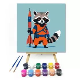 Mosómedve űrkalandja - gyerek számfestő készlet - Számfestő.hu - 20×20cm - keret nélkül