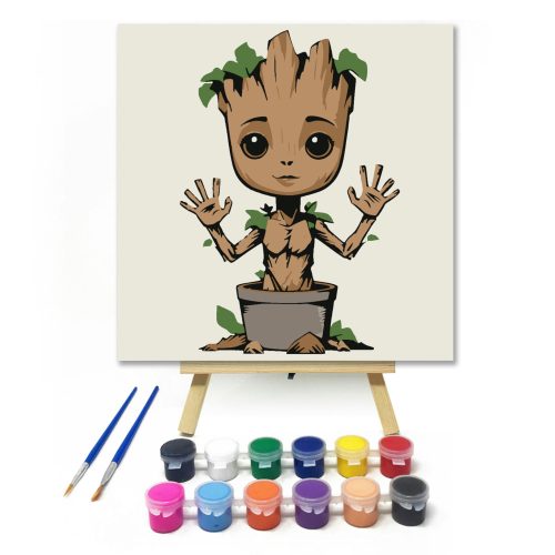 Mosolygó kis fa - gyerek számfestő készlet - Számfestő.hu - 20×20cm - keretre feszítve