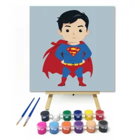 Piros köpenyes hős - gyerek számfestő készlet - Számfestő.hu - 20×20cm - keret nélkül