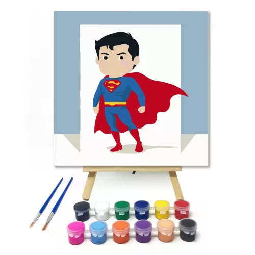Kis superman - gyerek számfestő készlet - Számfestő.hu - 40×40cm - keret nélkül