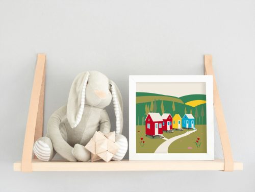 Mesebeli házsor - gyerek számfestő készlet - Számfestő.hu - 20×20cm - keret nélkül