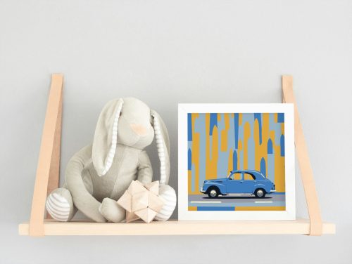 Kék oldtimer - gyerek számfestő készlet - Számfestő.hu - 20×20cm - keretre feszítve