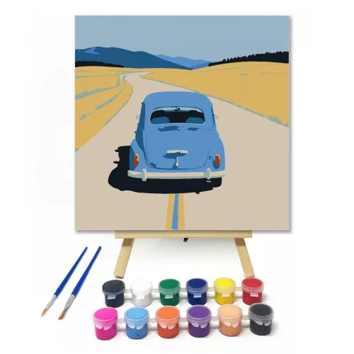 Országúton - gyerek számfestő készlet - Számfestő.hu - 20×20cm - keret nélkül