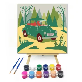 Zöld bogárhátú az erdőben - gyerek számfestő készlet - Számfestő.hu - 20×20cm - keret nélkül