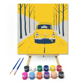 Sárga úton - gyerek számfestő készlet - Számfestő.hu - 20×20cm - keret nélkül