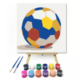 Kék és sárga focilabda - gyerek számfestő készlet - Számfestő.hu - 20×20cm - keret nélkül