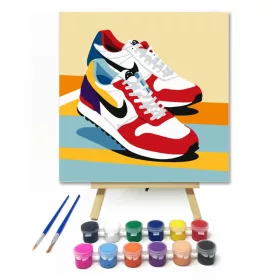 Színes futócipő - gyerek számfestő készlet - Számfestő.hu - 20×20cm - keret nélkül