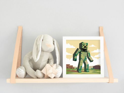 Zöld óriás a völgyben - gyerek számfestő készlet - Számfestő.hu - 50×50cm - keretre feszítve