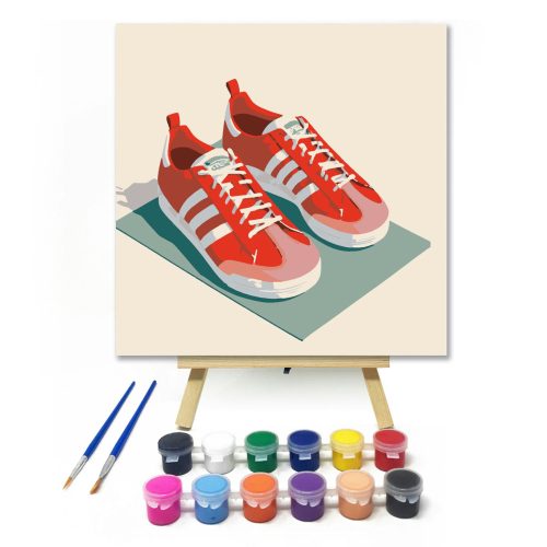 Piros futócipő - gyerek számfestő készlet - Számfestő.hu - 40×40cm - keret nélkül