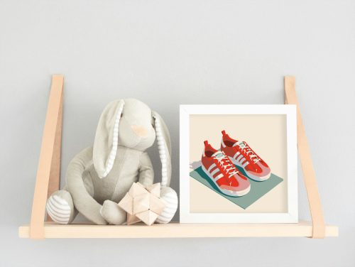 Piros futócipő - gyerek számfestő készlet - Számfestő.hu - 50×50cm - keret nélkül