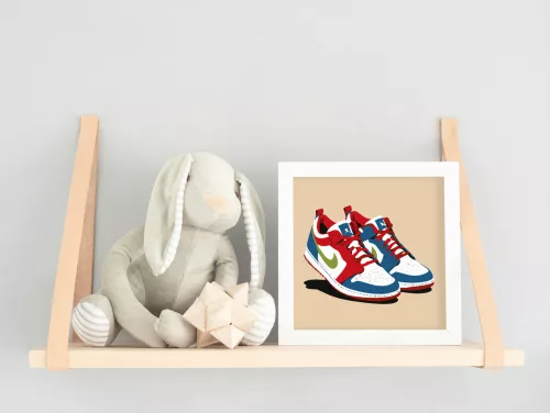 Kék-piros sportcipők - gyerek számfestő készlet - Számfestő.hu - 40×40cm - keretre feszítve