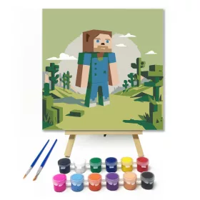 Kaktuszokkal - gyerek számfestő készlet - Számfestő.hu - 20×20cm - keret nélkül