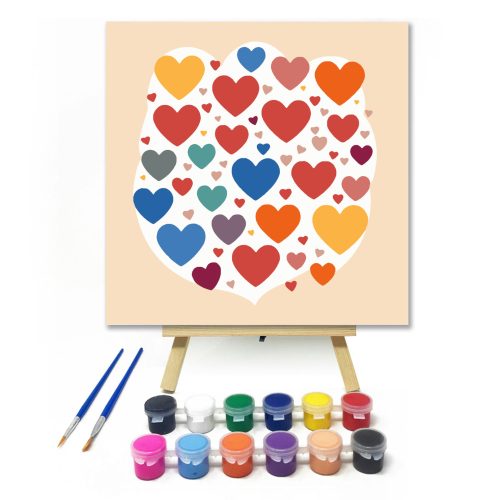 Szívözön - gyerek számfestő készlet - Számfestő.hu - 20×20cm - keret nélkül