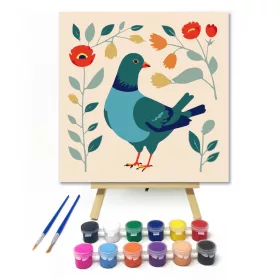 Galamb a bimbók között - gyerek számfestő készlet - Számfestő.hu - 20×20cm - keret nélkül