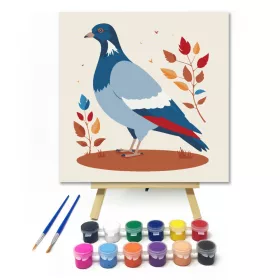 Pihenő galamb - gyerek számfestő készlet - Számfestő.hu - 20×20cm - keret nélkül