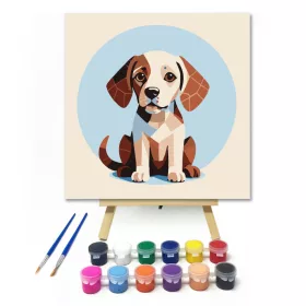 Színes geometira - gyerek számfestő készlet - Számfestő.hu - 20×20cm - keret nélkül