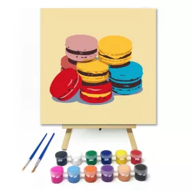 Színes macaronok - gyerek számfestő készlet - Számfestő.hu - 20×20cm - keret nélkül