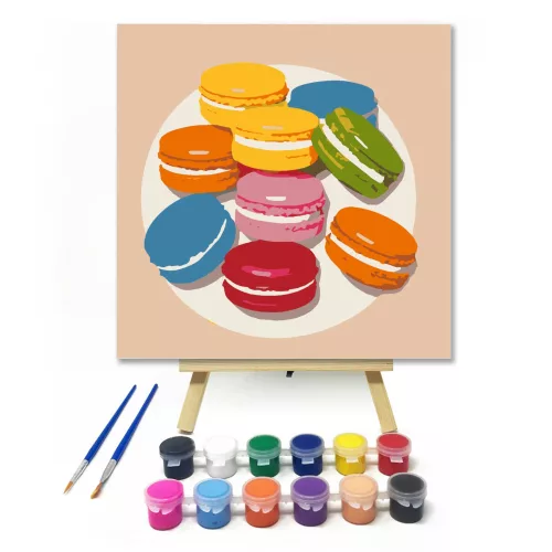 Szivárvány macaronok - gyerek számfestő készlet - Számfestő.hu - 50×50cm - keret nélkül