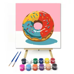 Színes fánk - gyerek számfestő készlet - Számfestő.hu - 20×20cm - keret nélkül