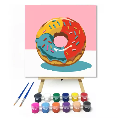 Színes fánk - gyerek számfestő készlet - Számfestő.hu - 50×50cm - keret nélkül