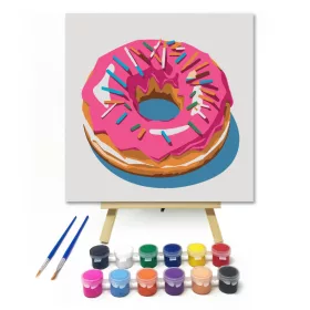 Rózsaszín reggeli - gyerek számfestő készlet - Számfestő.hu - 20×20cm - keret nélkül