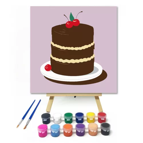 Csoki torta - gyerek számfestő készlet - Számfestő.hu - 20×20cm - keret nélkül