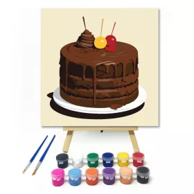 Folyós csokoládé torta - gyerek számfestő készlet - Számfestő.hu - 20×20cm - keret nélkül