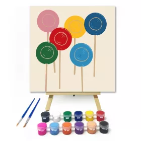 Színes nyalókák - gyerek számfestő készlet - Számfestő.hu - 20×20cm - keret nélkül