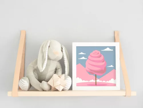 Rózsaszín vattacukor - gyerek számfestő készlet - Számfestő.hu - 40×40cm - keret nélkül