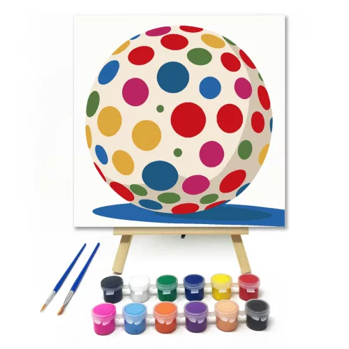 Színes pöttyös labda - gyerek számfestő készlet - Számfestő.hu - 20×20cm - keretre feszítve
